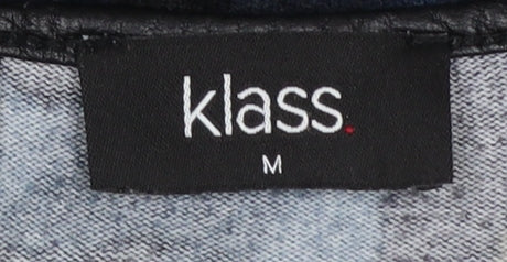 Klass Women Blue Animal Print Shift Dress Size M Long Sleeve
