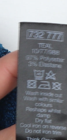 M&Co Women’s Blue Roll Neck Button Detail Jumper Size 16