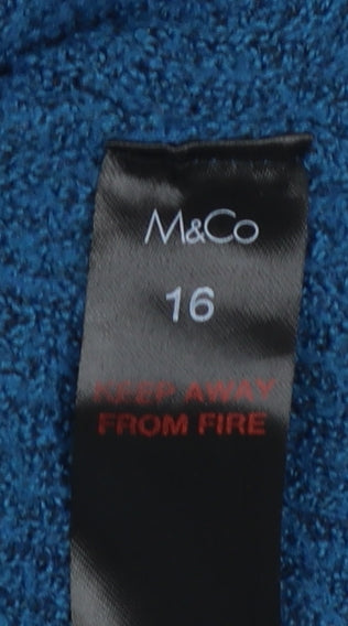 M&Co Women’s Blue Roll Neck Button Detail Jumper Size 16