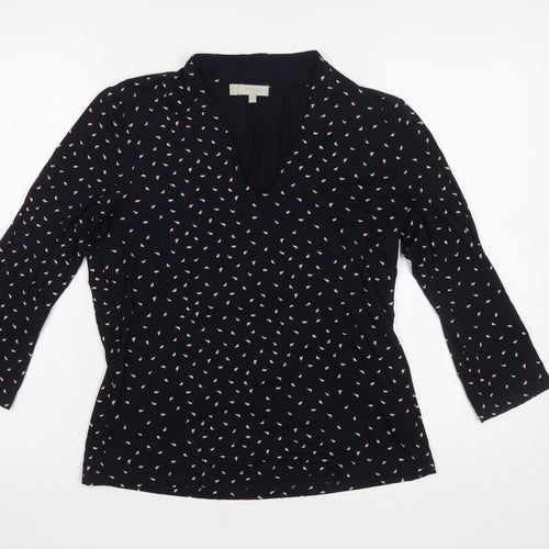 Hobbs Women's Black Floral V-Neck Wrap Blouse Size M