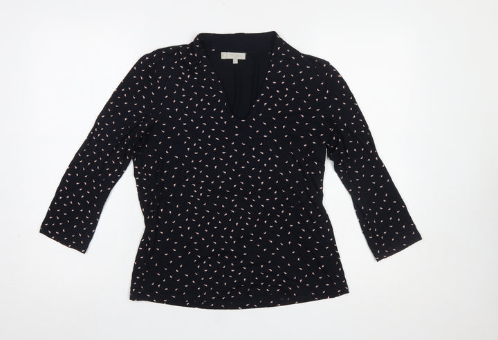Hobbs Women's Black Floral V-Neck Wrap Blouse Size M