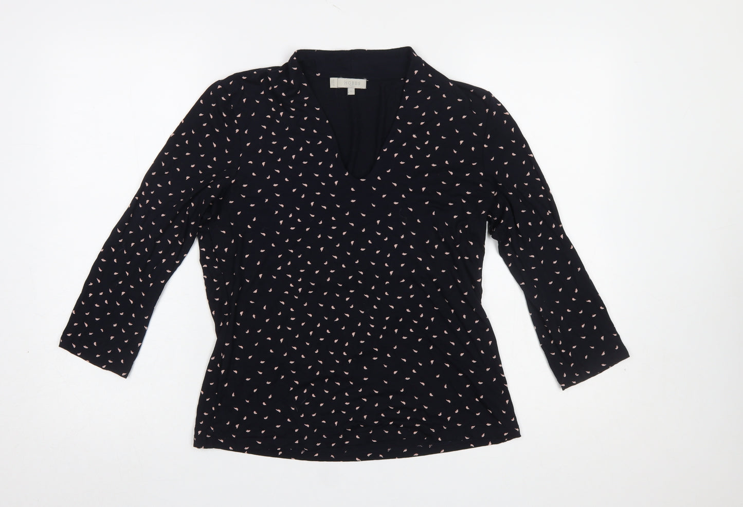 Hobbs Women's Black Floral V-Neck Wrap Blouse Size M