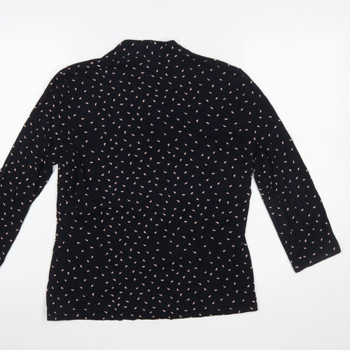 Hobbs Women's Black Floral V-Neck Wrap Blouse Size M