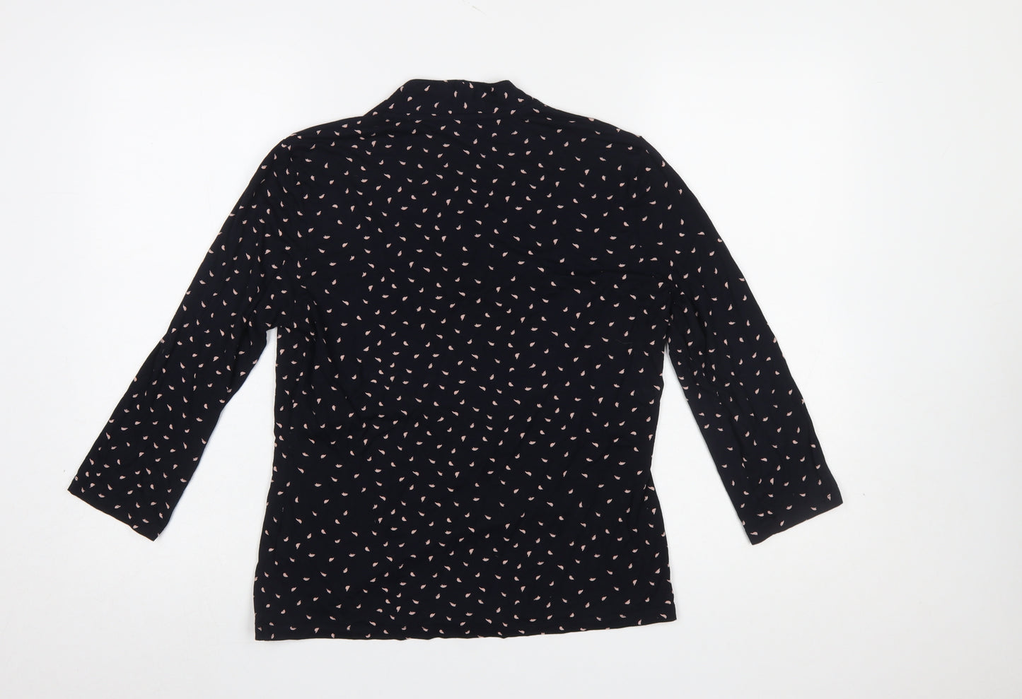 Hobbs Women's Black Floral V-Neck Wrap Blouse Size M