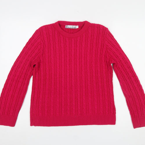 Pure & Natural Women's Pink Cable-Knit Pullover Jumper Size M