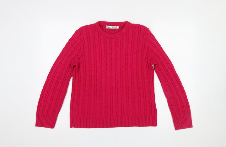 Pure & Natural Women's Pink Cable-Knit Pullover Jumper Size M