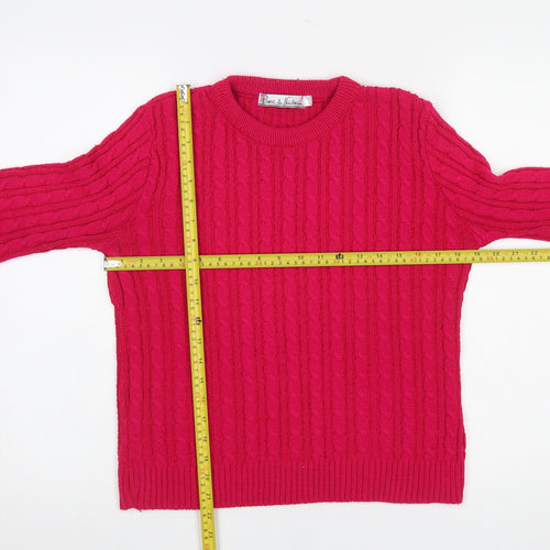 Pure & Natural Women's Pink Cable-Knit Pullover Jumper Size M