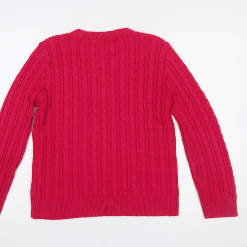 Pure & Natural Women's Pink Cable-Knit Pullover Jumper Size M