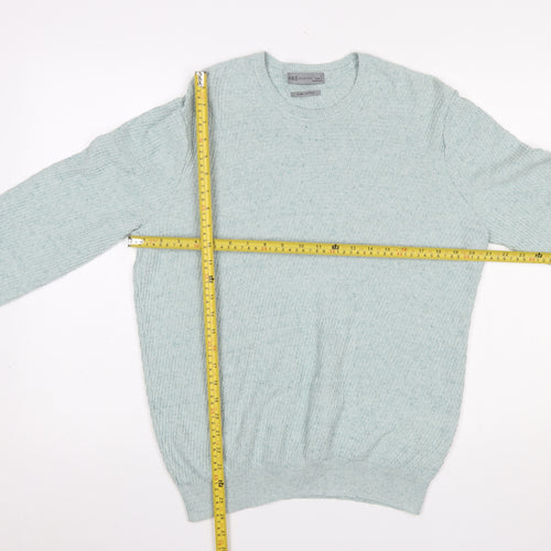 Marks and Spencer Men's Green Cotton Crew Neck Jumper L