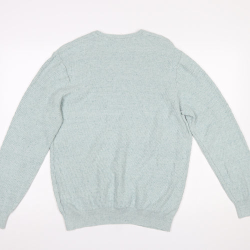 Marks and Spencer Men's Green Cotton Crew Neck Jumper L