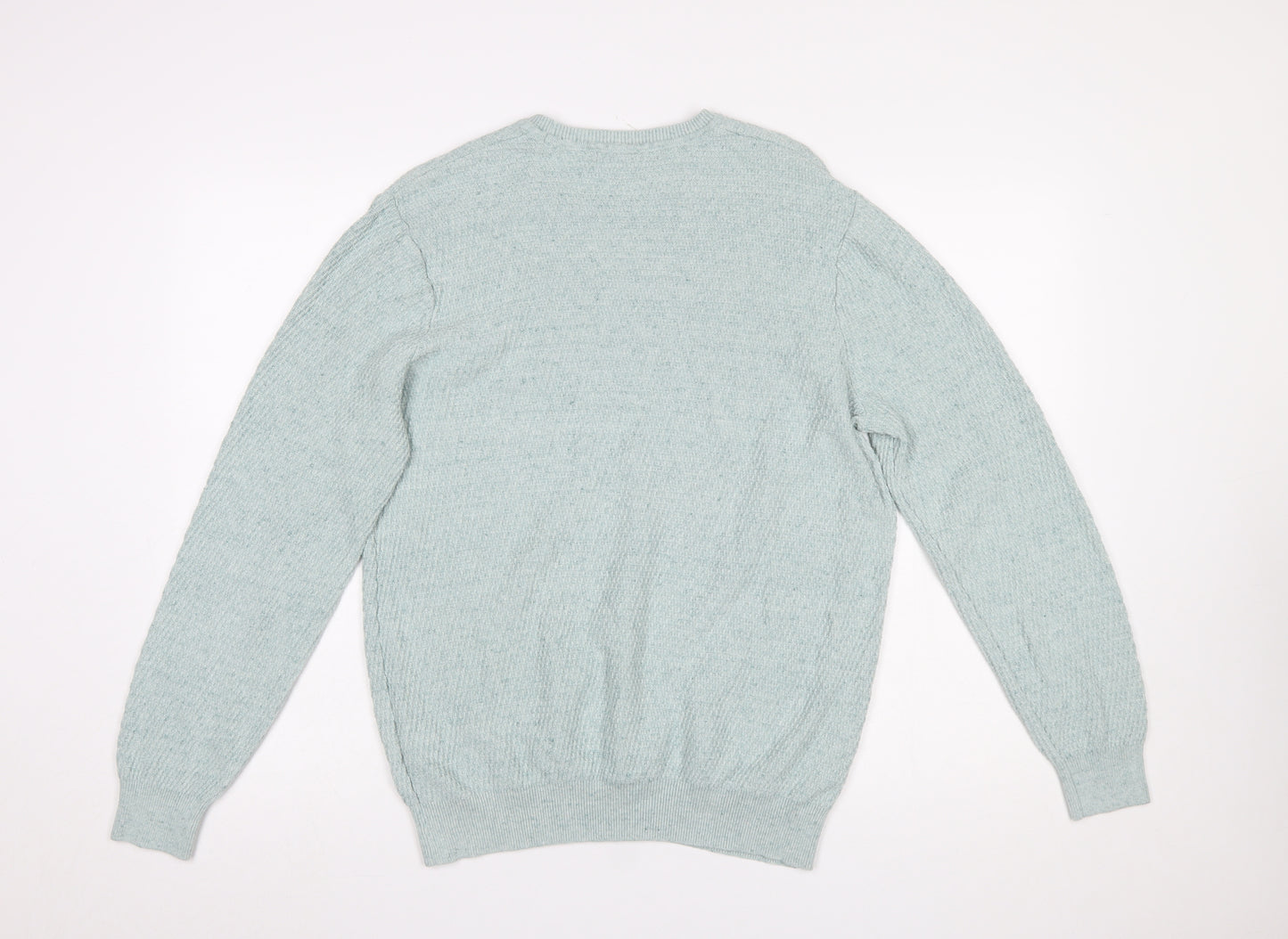 Marks and Spencer Men's Green Cotton Crew Neck Jumper L