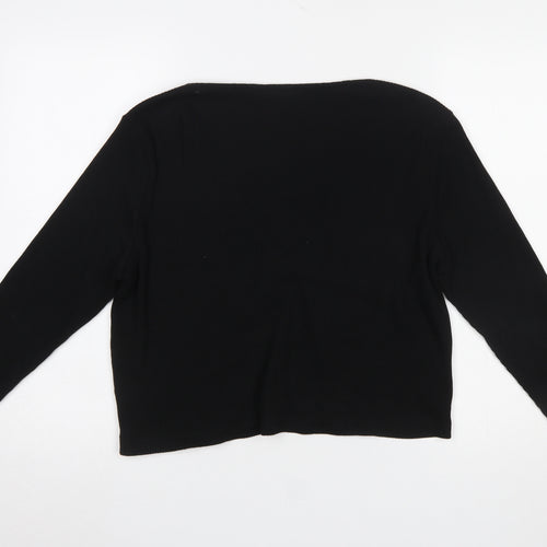 Monki Women Black Cotton Tie Front Cardigan L Long Sleeve