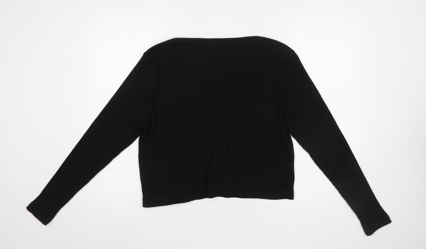 Monki Women Black Cotton Tie Front Cardigan L Long Sleeve