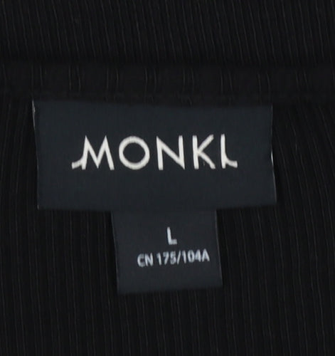 Monki Women Black Cotton Tie Front Cardigan L Long Sleeve