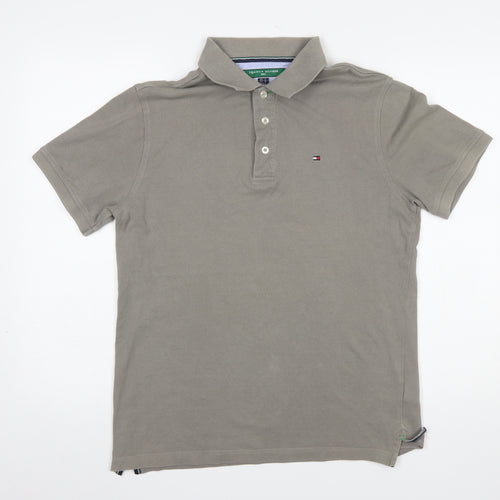 Tommy Hilfiger Men's Beige Golf Polo Shirt M Regular Fit Cotton