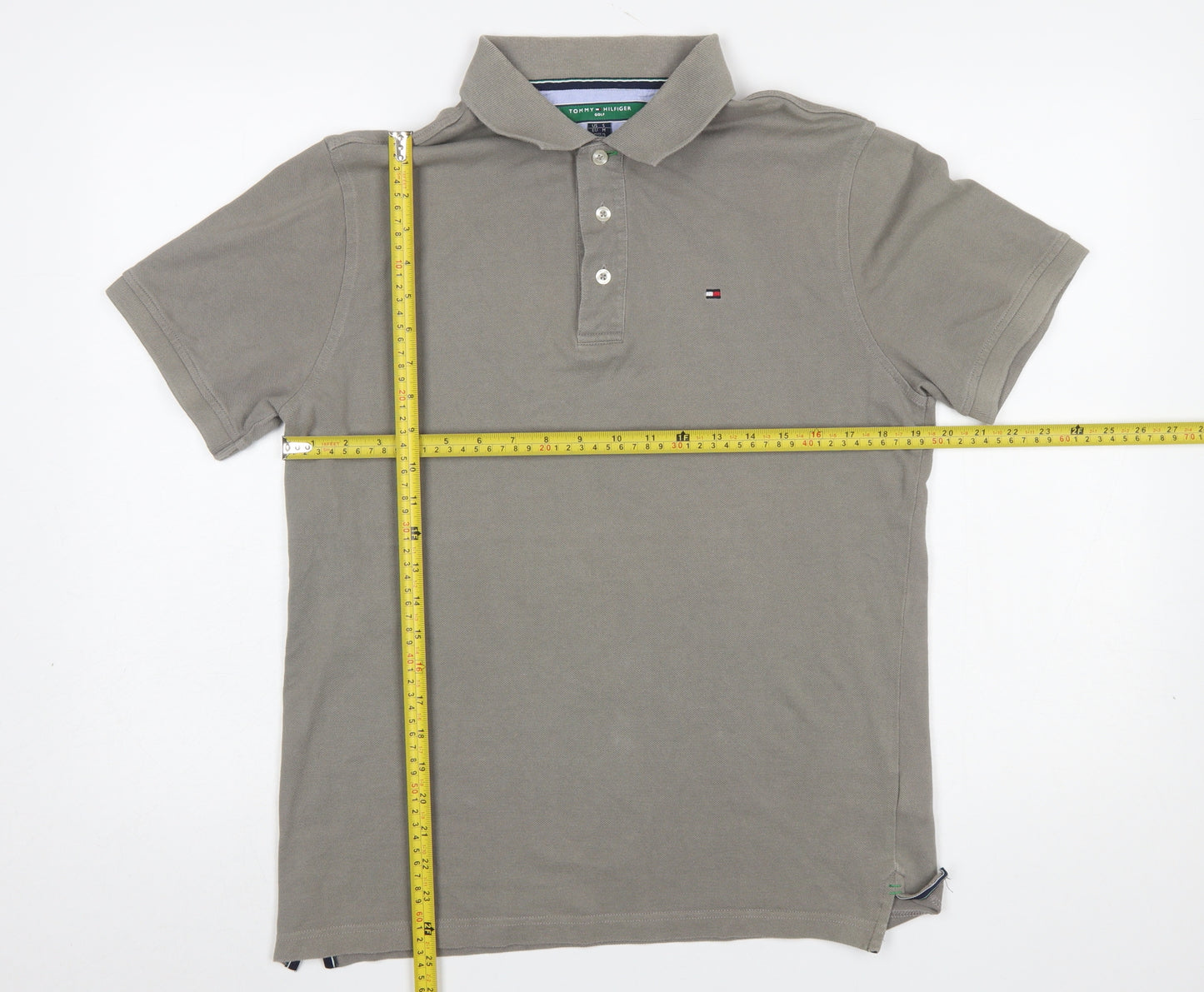 Tommy Hilfiger Men's Beige Golf Polo Shirt M Regular Fit Cotton
