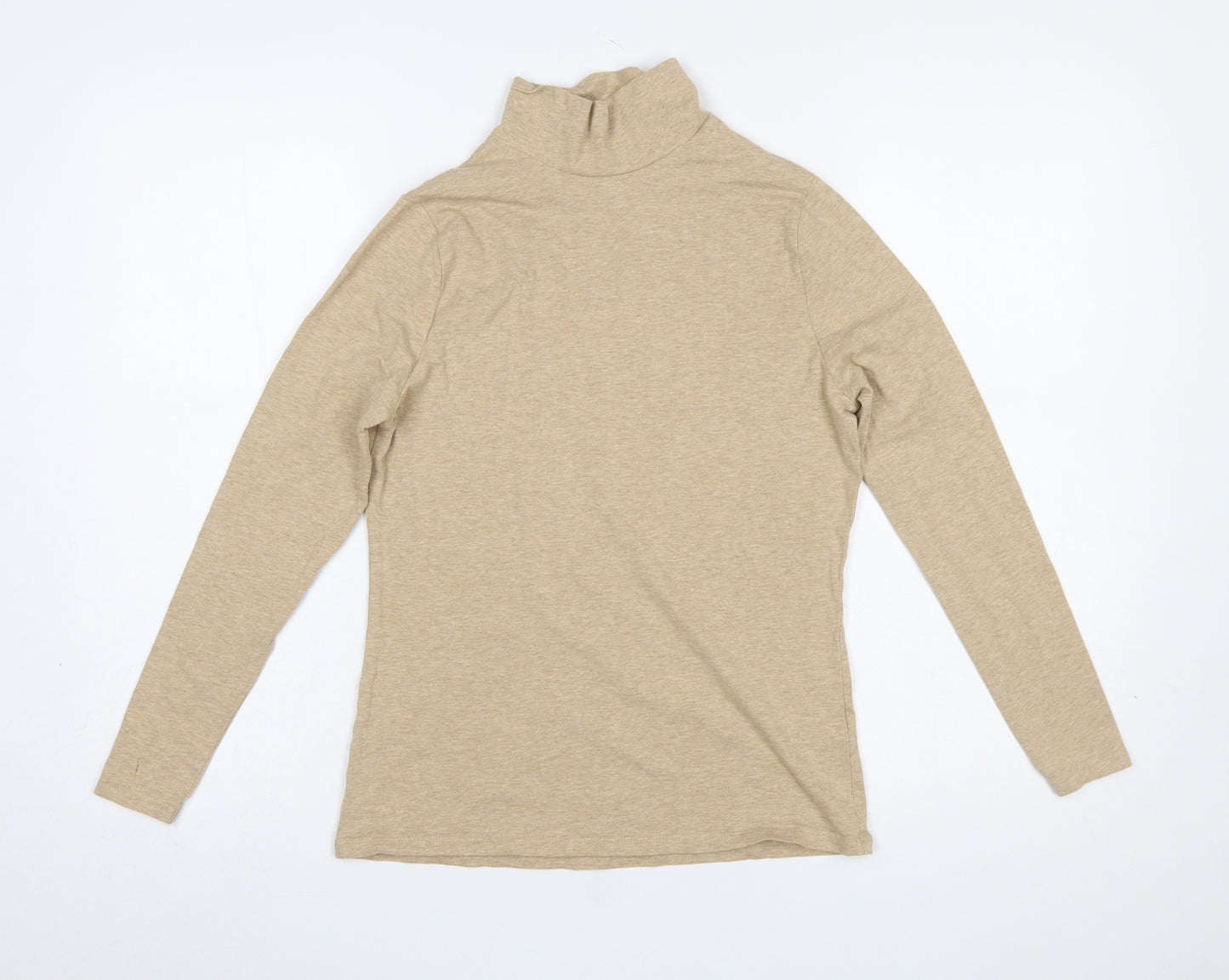 Marks and Spencer Women's Beige Roll Neck Long Sleeve Jersey Top Size 12