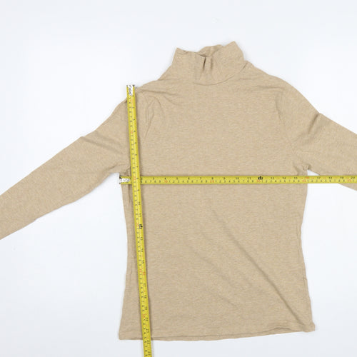 Marks and Spencer Women's Beige Roll Neck Long Sleeve Jersey Top Size 12