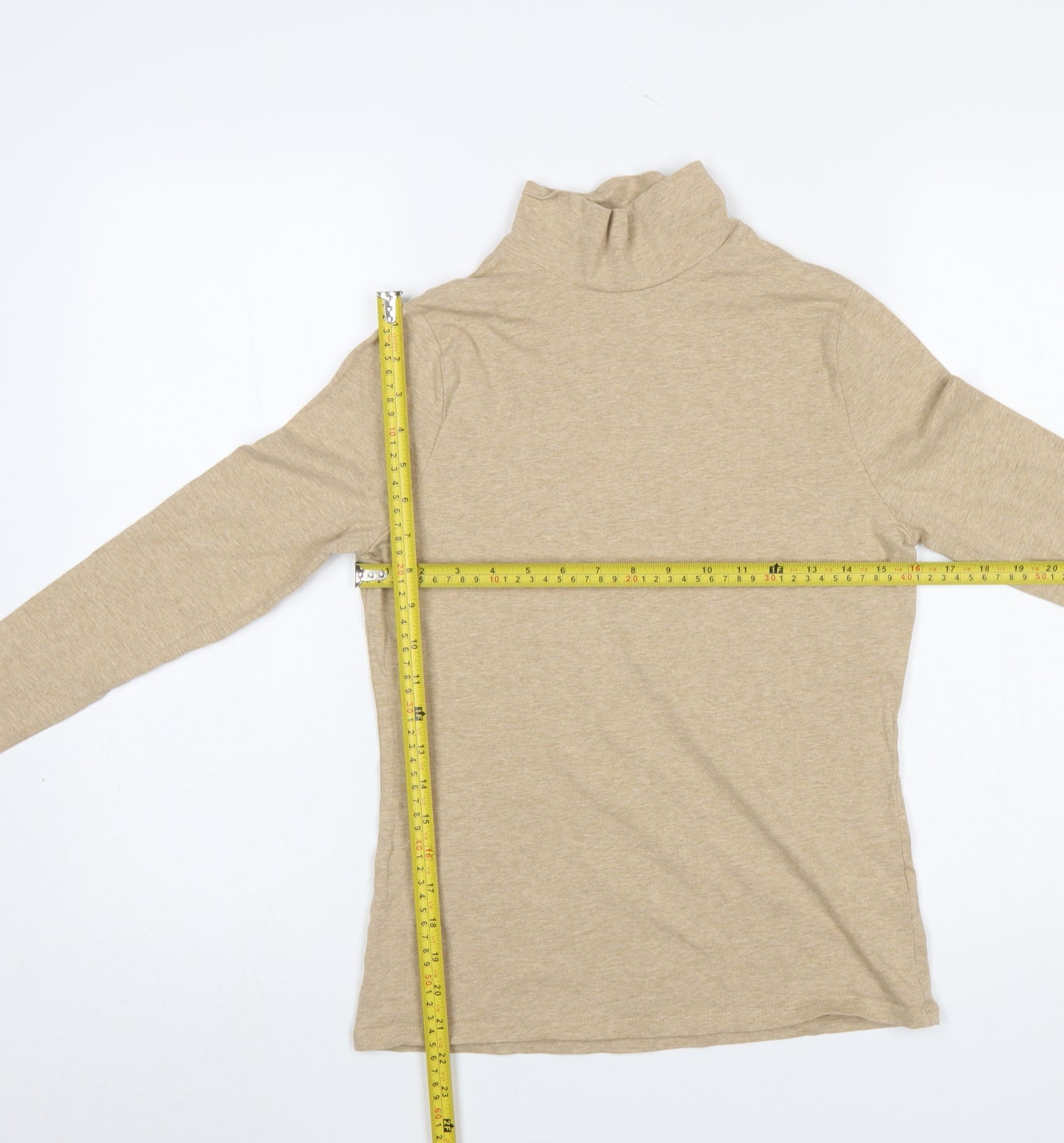 Marks and Spencer Women's Beige Roll Neck Long Sleeve Jersey Top Size 12