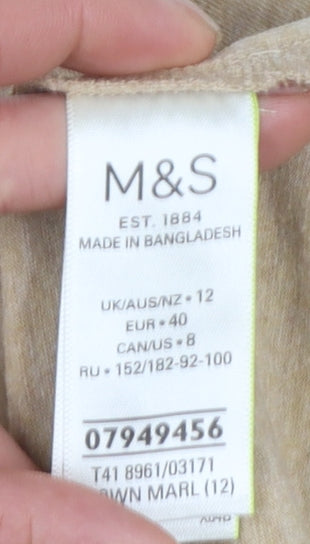 Marks and Spencer Women's Beige Roll Neck Long Sleeve Jersey Top Size 12