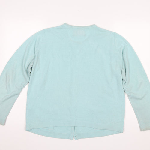 Maine New England Women's Blue Cotton Blend Cardigan Size 16