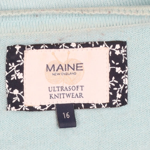 Maine New England Women's Blue Cotton Blend Cardigan Size 16