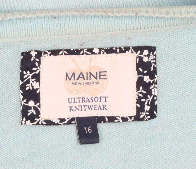 Maine New England Women's Blue Cotton Blend Cardigan Size 16