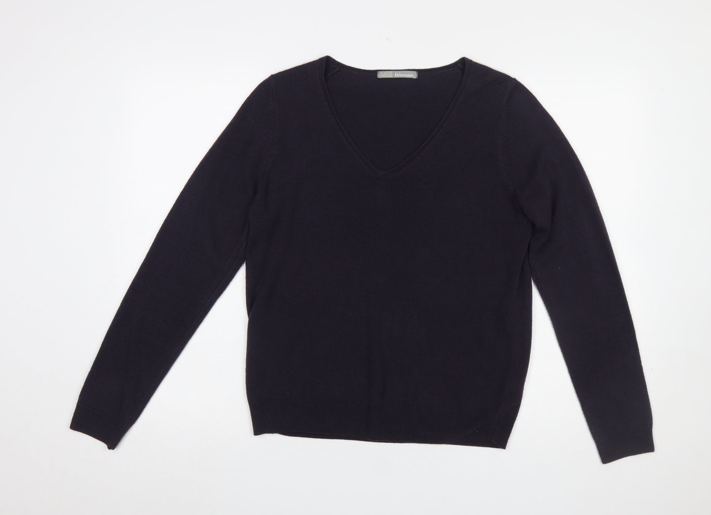 Marks and Spencer Women’s Purple V-Neck Acrylic Jumper UK 14