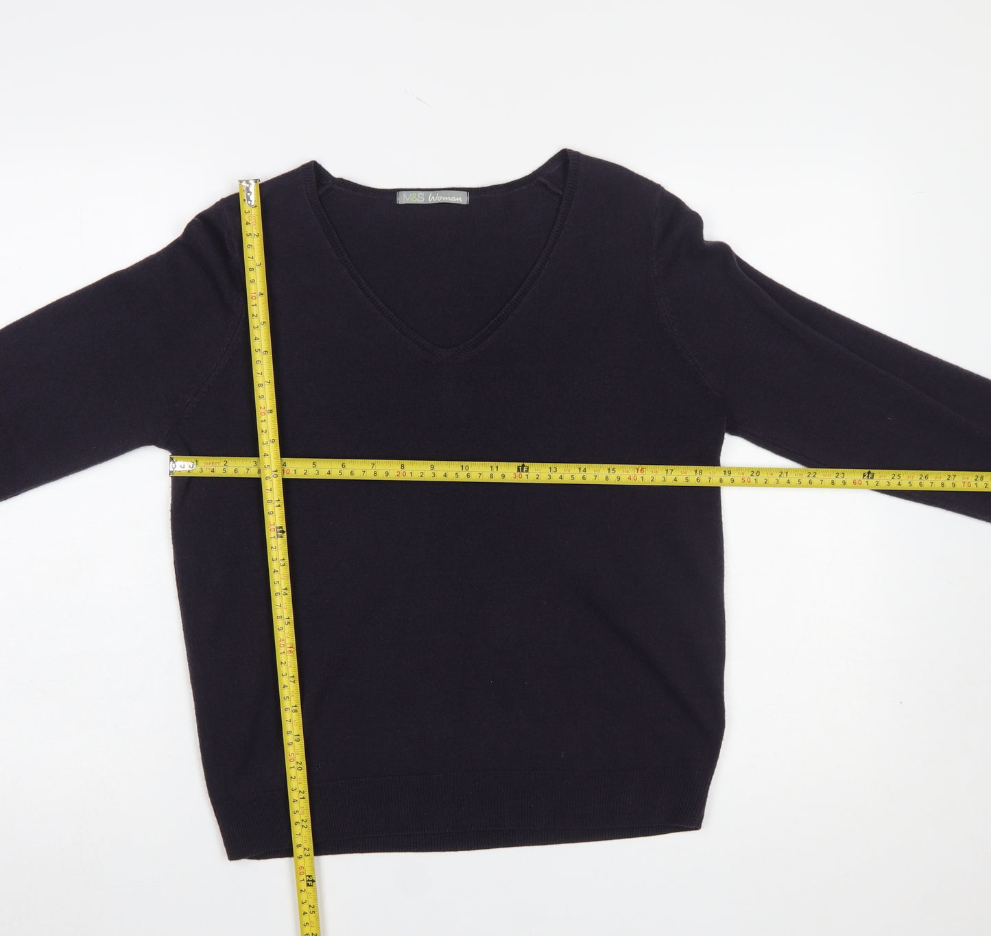 Marks and Spencer Women’s Purple V-Neck Acrylic Jumper UK 14