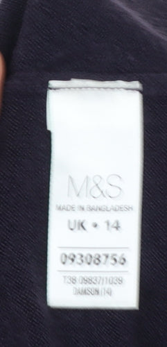 Marks and Spencer Women’s Purple V-Neck Acrylic Jumper UK 14