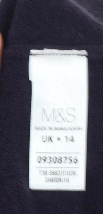 Marks and Spencer Women’s Purple V-Neck Acrylic Jumper UK 14