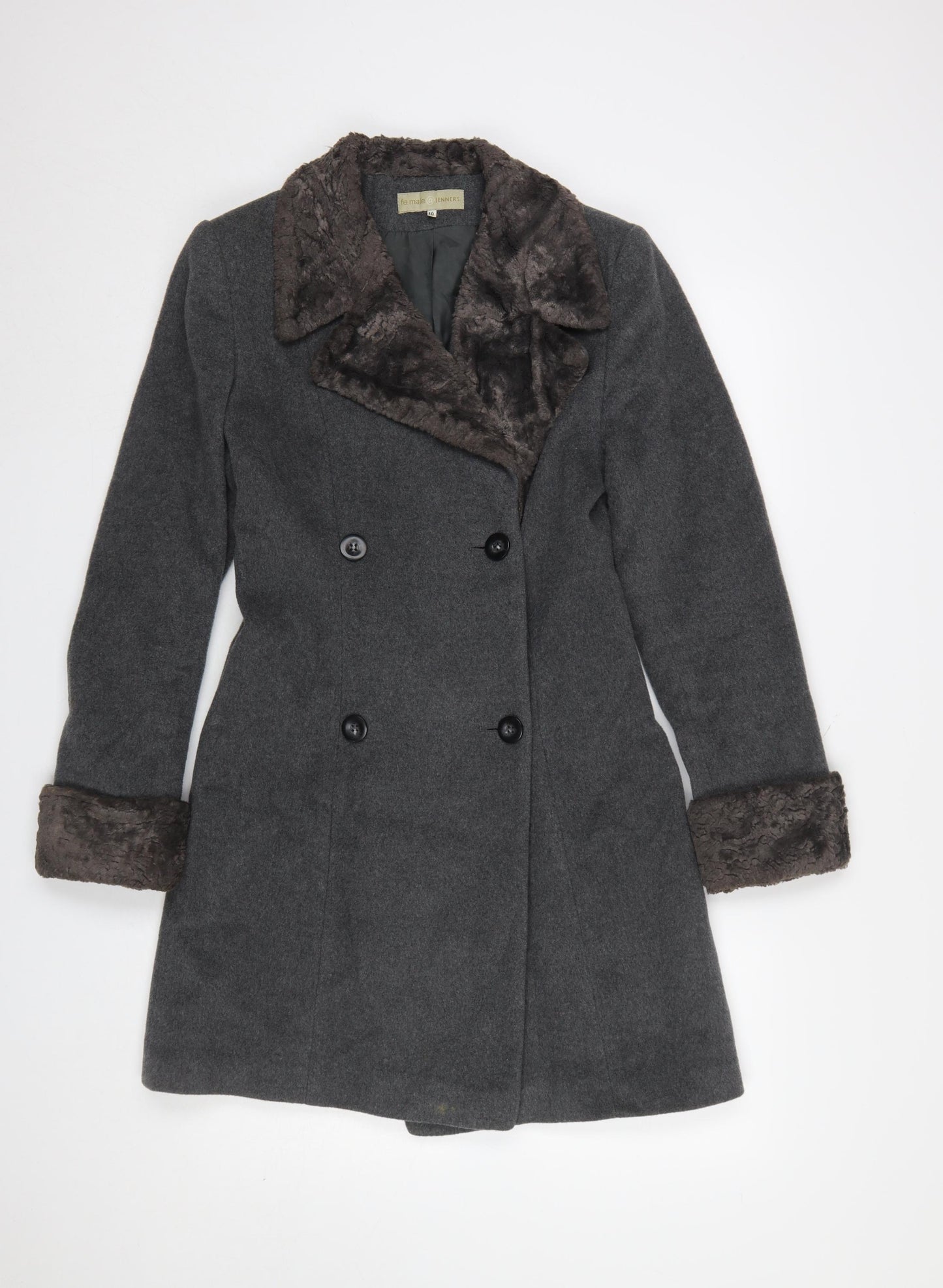 fe.male @ Jenners Women’s Grey Wool Cashmere Long Coat Size 10
