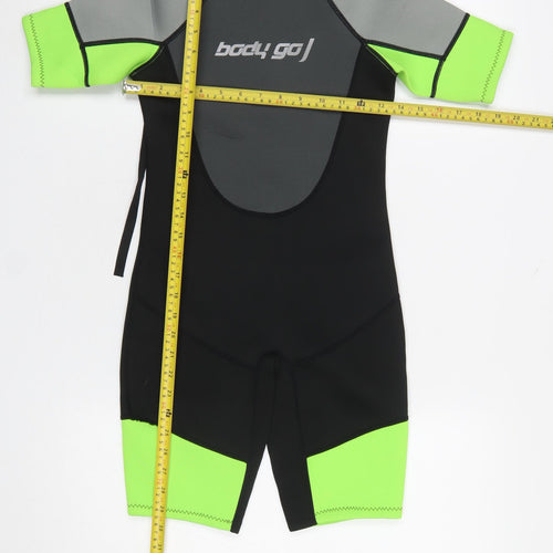 Body Go Boys Black Neon Green Short Sleeve Wetsuit 10 Years Surf Swimwear