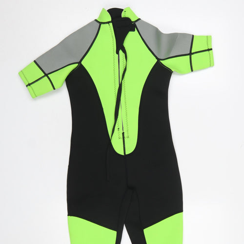 Body Go Boys Black Neon Green Short Sleeve Wetsuit 10 Years Surf Swimwear