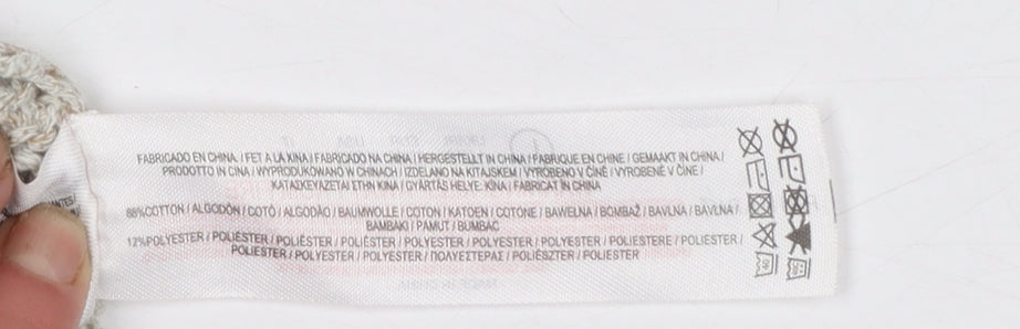 Primark Women Beige Open-Knit Crew Neck Cotton Jumper L