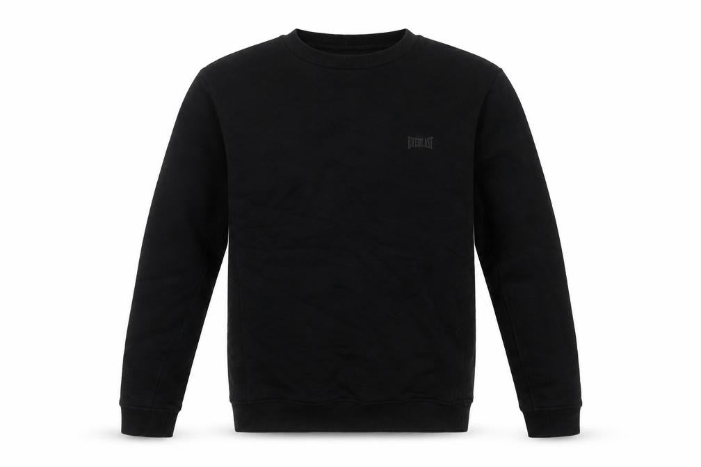 Front view of Everlast Men's Black Small Pullover Sweatshirt Crew Neck Fleece