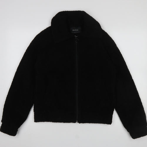 Stradivarius Women’s Black Fleece Zip Bomber Jacket Size 8
