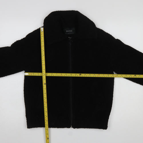 Stradivarius Women’s Black Fleece Zip Bomber Jacket Size 8