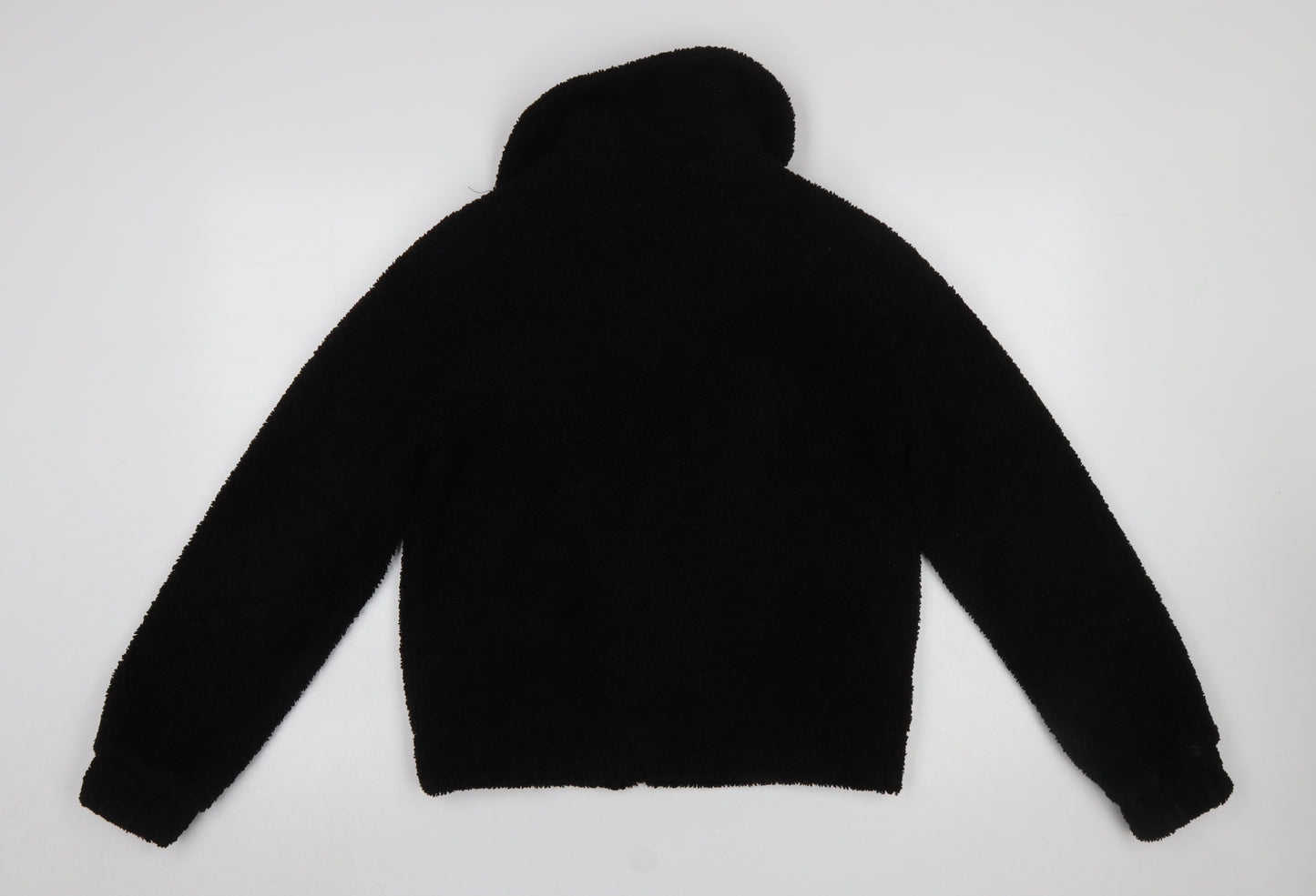 Stradivarius Women’s Black Fleece Zip Bomber Jacket Size 8