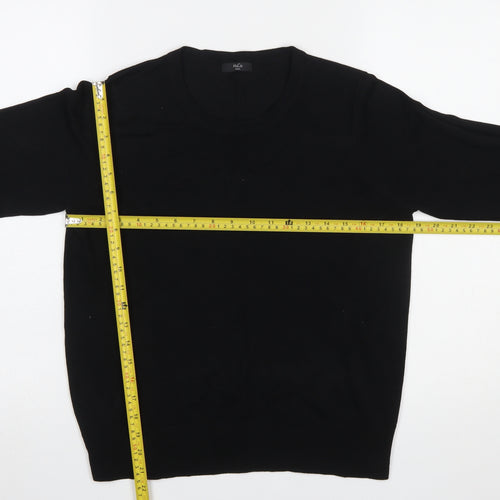 M&Co Women’s Black Crew Neck Button Sleeve Jumper Size 14