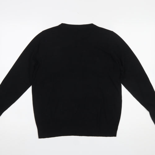 M&Co Women’s Black Crew Neck Button Sleeve Jumper Size 14