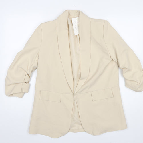 New Collection Women Beige Shawl Lapel Blazer Jacket S