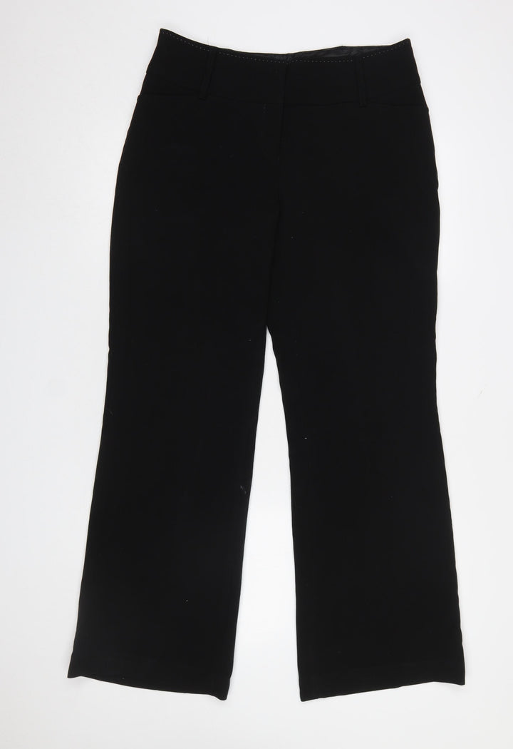 Next Women Black Straight Leg Dress Pants Size 14 Regular Work Trousers