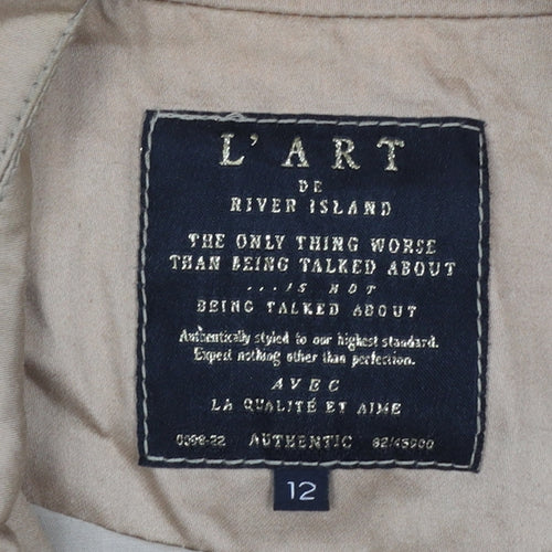 River Island Women Beige Trench Coat Size 12 Belted Mid-Length Classic Style
