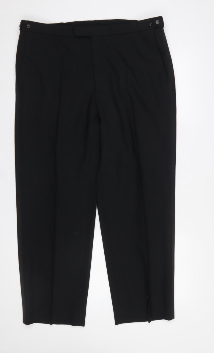 Marks and Spencer Men's Black Wool Blend Dress Pants 36W 29L Classic Fit