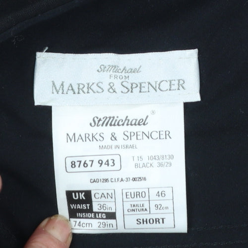 Marks and Spencer Men's Black Wool Blend Dress Pants 36W 29L Classic Fit