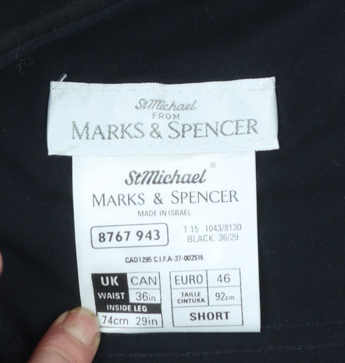 Marks and Spencer Men's Black Wool Blend Dress Pants 36W 29L Classic Fit
