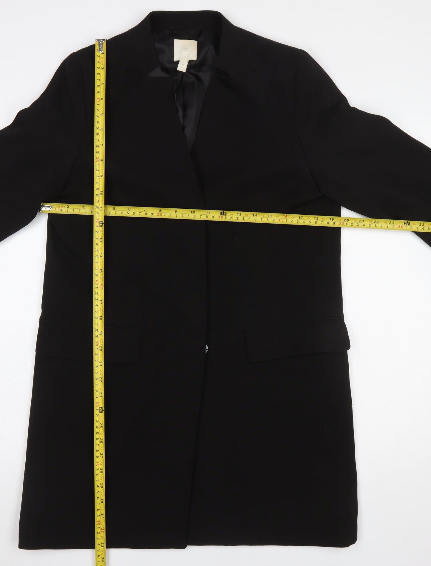 H&M Women's Black Regular Fit Mid-Length Blazer Size 8