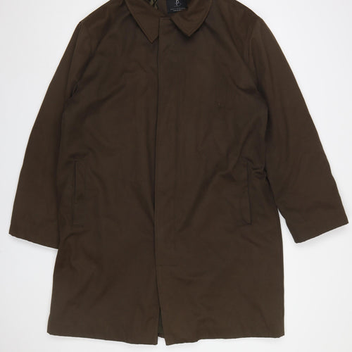 Paul Berman Men's Brown L Overcoat Classic Long Coat Polyester Blend