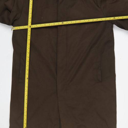 Paul Berman Men's Brown L Overcoat Classic Long Coat Polyester Blend